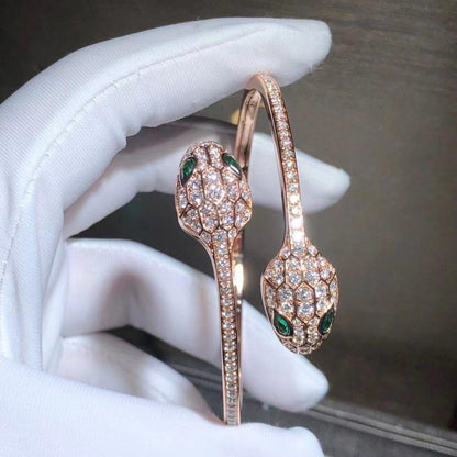 [Star Jewelry]SERPENTI BRACELET PINK GOLD MALACHITE DIAMOND DOUBLE SNAKE
