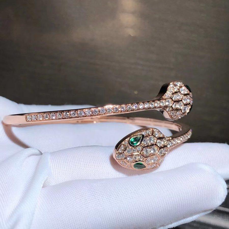 [Star Jewelry]SERPENTI BRACELET PINK GOLD MALACHITE DIAMOND DOUBLE SNAKE