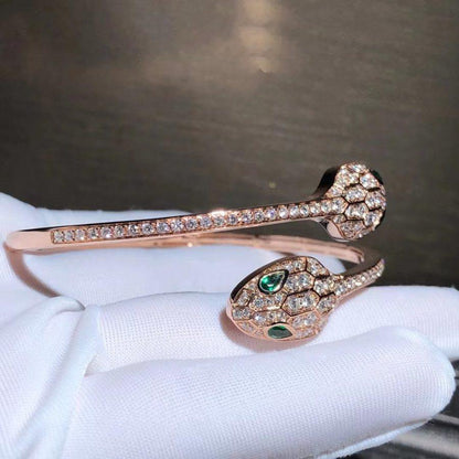 [Star Jewelry]SERPENTI BRACELET PINK GOLD MALACHITE DIAMOND DOUBLE SNAKE