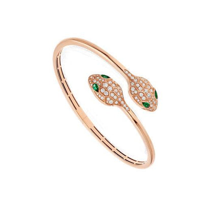 [Star Jewelry]SERPENTI BRACELET PINK GOLD MALACHITE DIAMOND DOUBLE SNAKE
