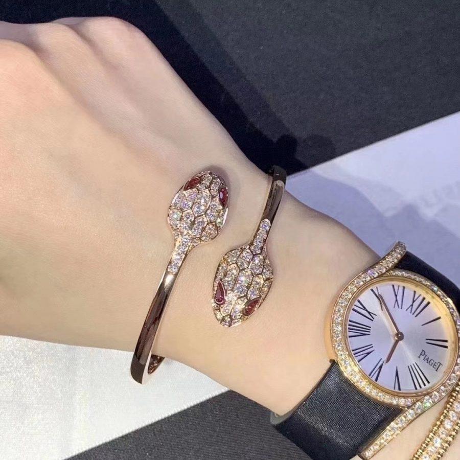[Star Jewelry]SERPENTI BRACELET PINK GOLD DIAMOND DOUBLE SNAKE