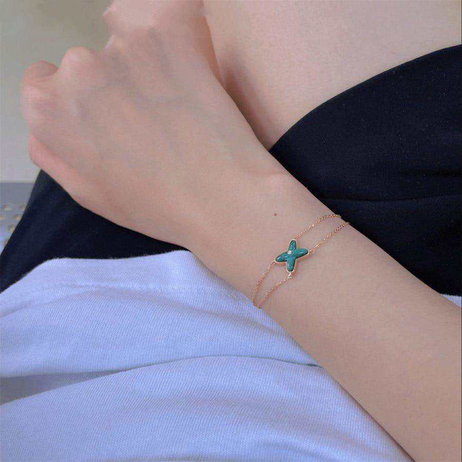 [Star Jewelry]JEUX BRACELET MALACHITE PINK GOLD 1 DIAMOND