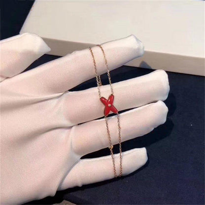 [Star Jewelry]JEUX BRACELET CARNELIAN PINK GOLD 1 DIAMOND