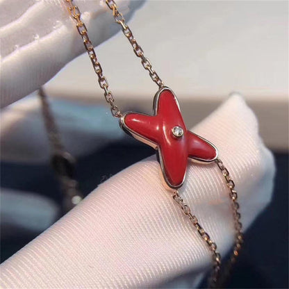 [Star Jewelry]JEUX BRACELET CARNELIAN PINK GOLD 1 DIAMOND