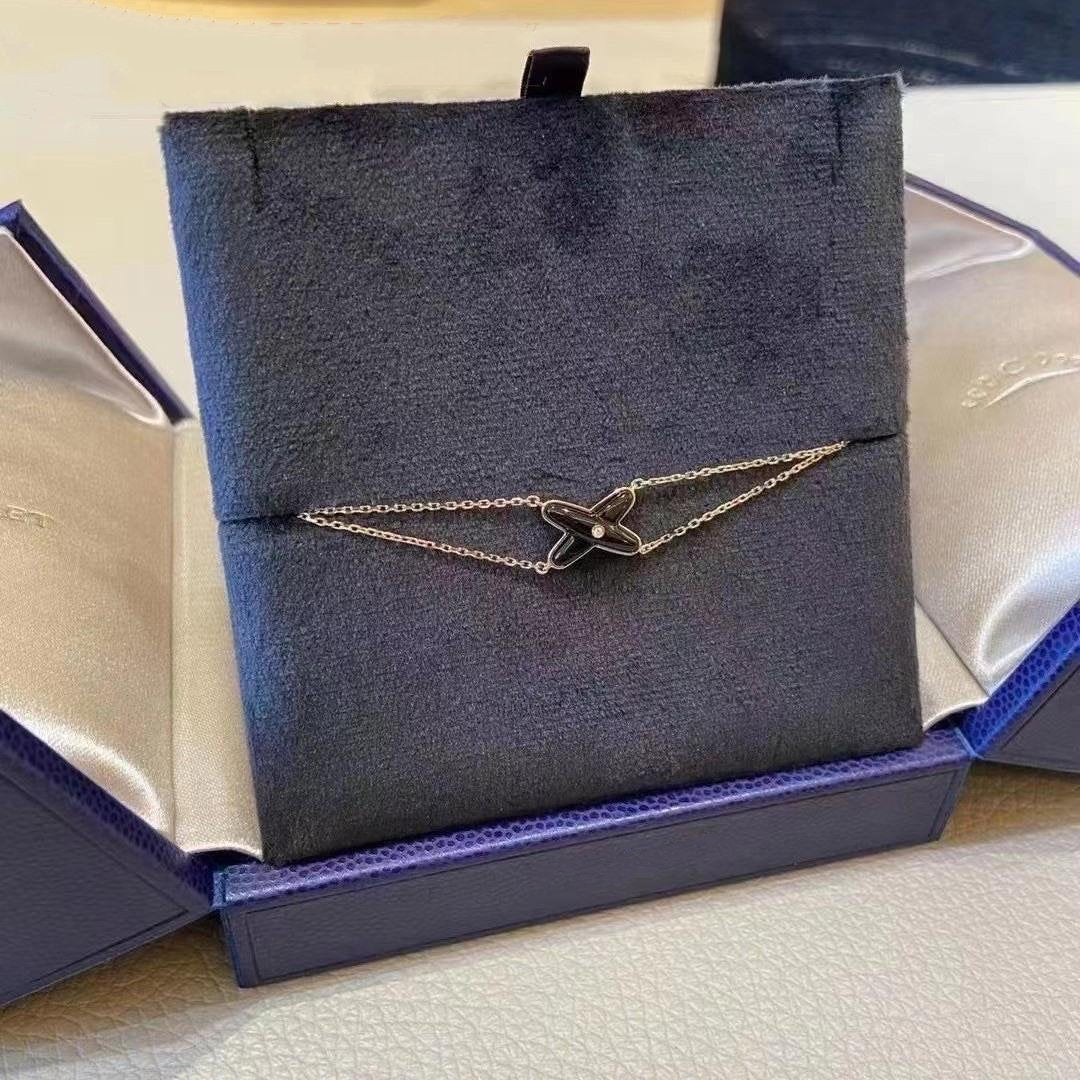 [Star Jewelry]JEUX BRACELET ONYX PINK GOLD 1 DIAMOND