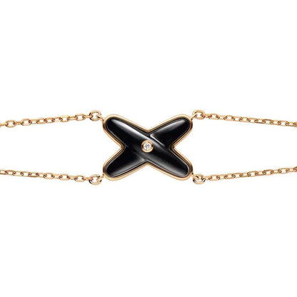 [Star Jewelry]JEUX BRACELET ONYX PINK GOLD 1 DIAMOND