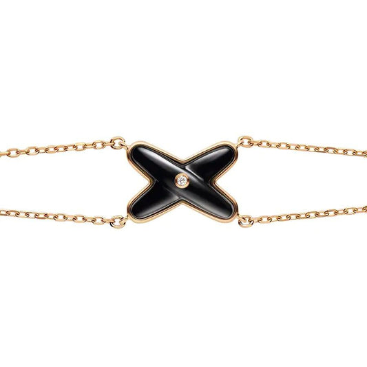 [Star Jewelry]JEUX BRACELET ONYX PINK GOLD 1 DIAMOND