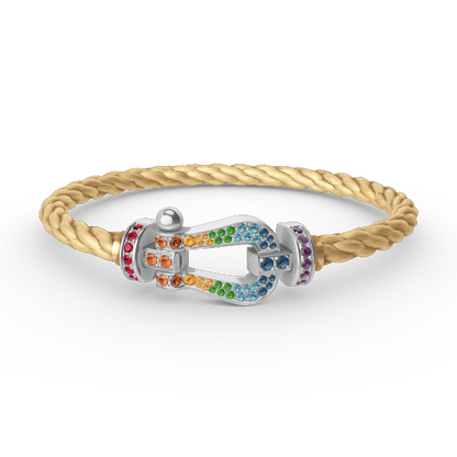 [Star Jewelry]FORC LARGE HORSESHOE  COLORED DIAMOND BRACELET SILVER