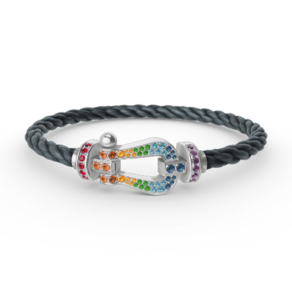 [Star Jewelry]FORC LARGE HORSESHOE  COLORED DIAMOND BRACELET SILVER