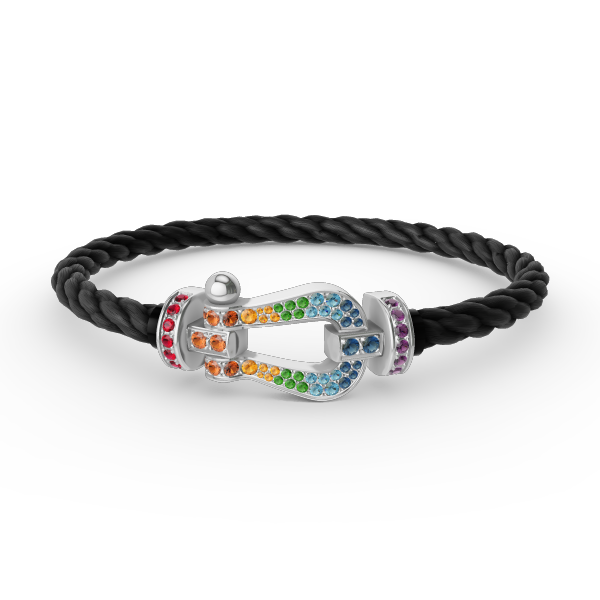[Star Jewelry]FORC LARGE HORSESHOE  COLORED DIAMOND BRACELET SILVER