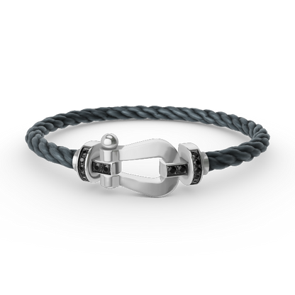 [Star Jewelry]FORCE LARGE HORSESHOE BLACK DIAMOND BRACELET SILVER