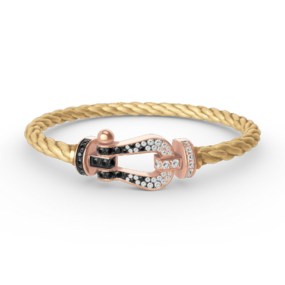 [Star Jewelry]FORCE LARGE HORSESHOE BLACK WHITE DIAMOND BRACELET ROSE GOLD