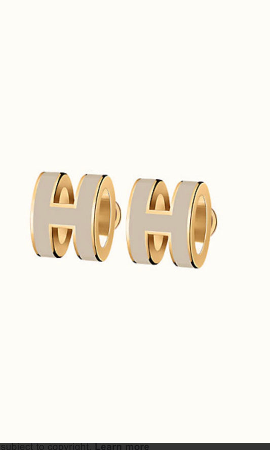 [Star Jewelry]MINI POP H GOLD EARRINGS GREY