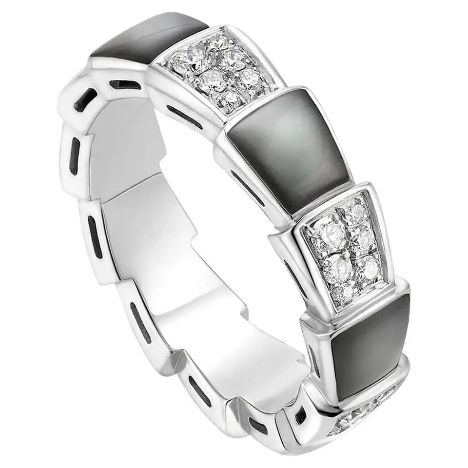 [Star Jewelry]SERPENTI RING SILVER DIAMOND BLACK MOP 4MM