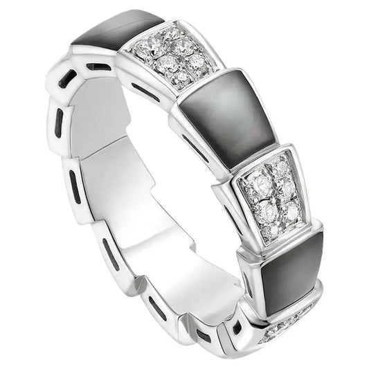 [Star Jewelry]SERPENTI RING SILVER DIAMOND BLACK MOP 4MM