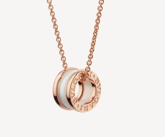 [Star Jewelry]ZERO 1 WHITE CERAMIC PINK GOLD NECKLACE
