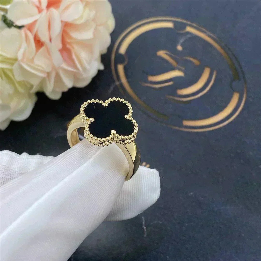 [Star Jewelry]CLOVER ONYX RING