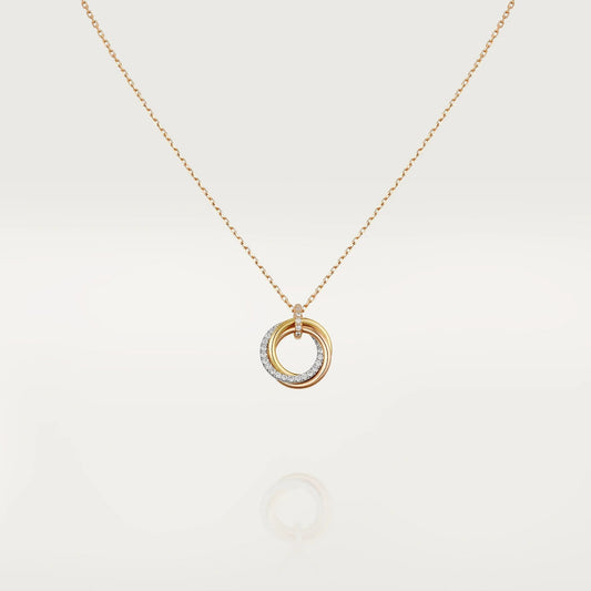 [Star Jewelry]TRINITY NECKLACE SILVER GOLD PINK GOLD DIAMONDS