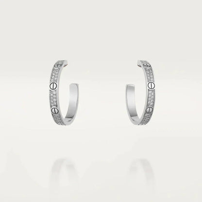 [Star Jewelry]LOVE DIAMOND SILVER HOOP EARRINGS