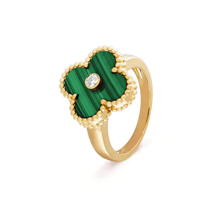 [Star Jewelry]CLOVER MALACHITE RING GOLD DIAMOND
