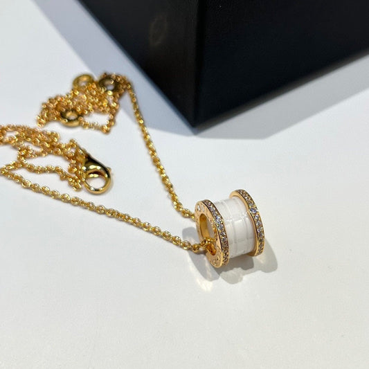[Star Jewelry]ZERO 1 WHITE CERAMIC DIAMOND PINK GOLD NECKLACE